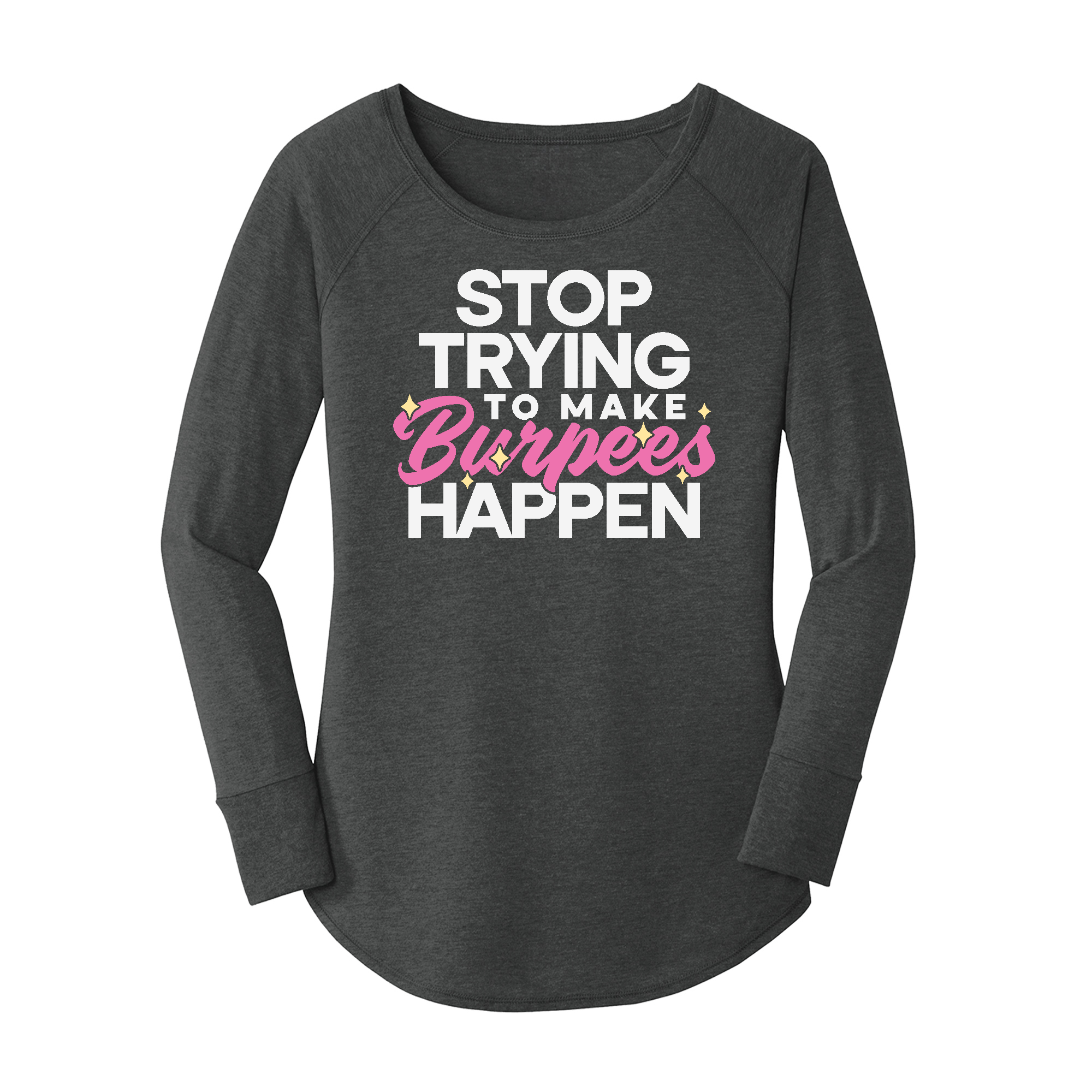 Womens X-Small Dark Heather Gray Long Sleeve Tunic Tee