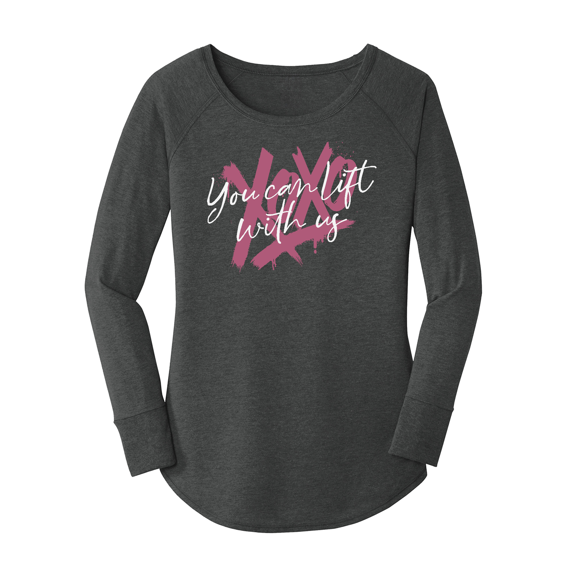 Womens X-Small Dark Heather Gray Long Sleeve Tunic Tee