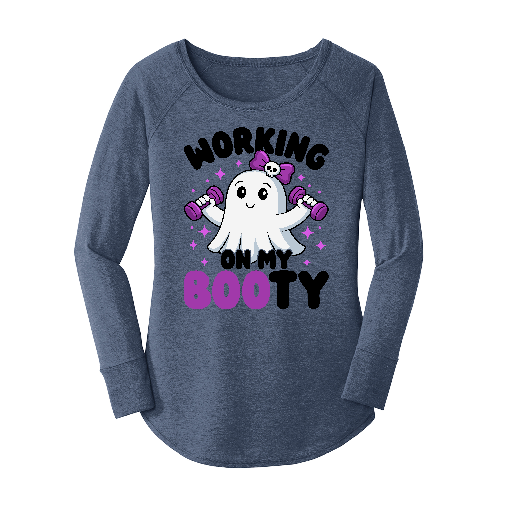 Womens X-Small Navy Heather Long Sleeve Tunic Tee