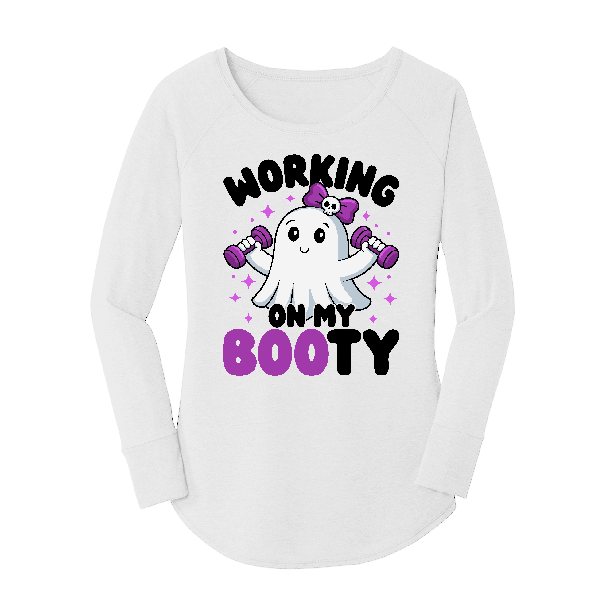 Womens X-Small White Long Sleeve Tunic Tee