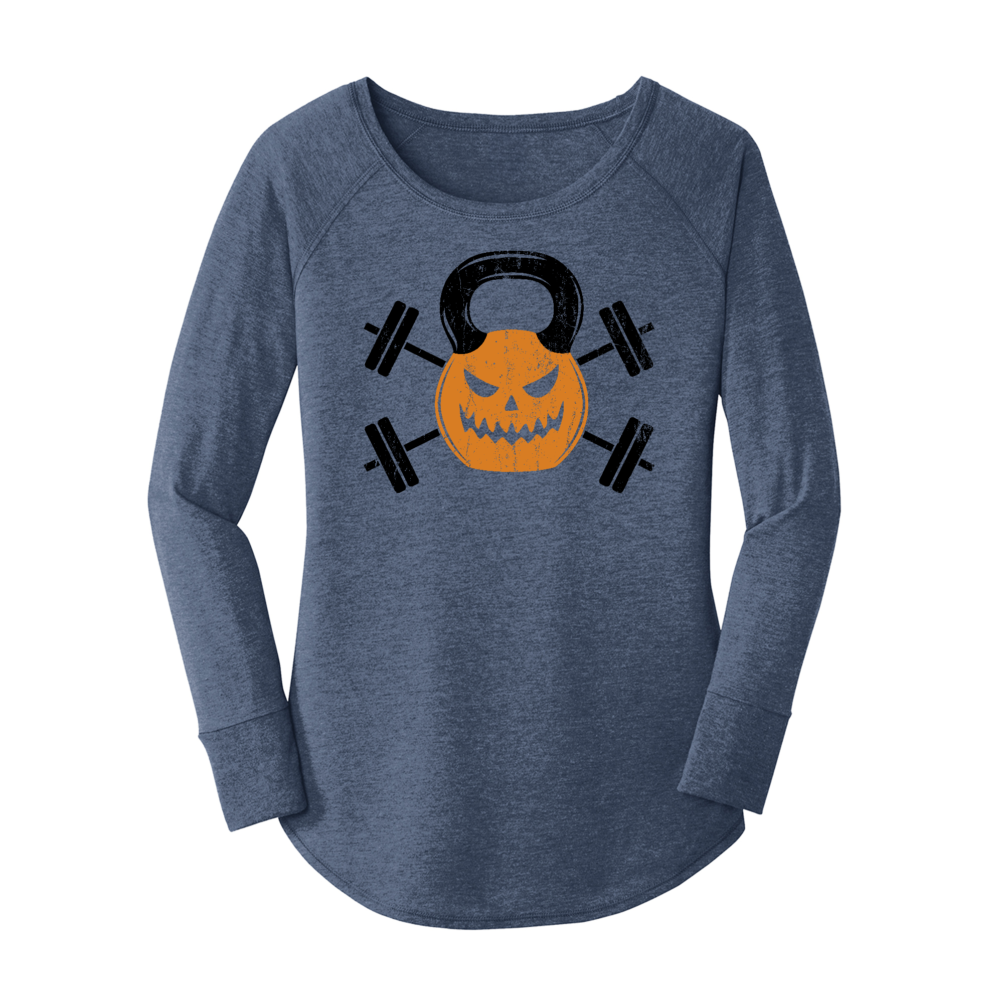 Womens X-Small Navy Heather Long Sleeve Tunic Tee