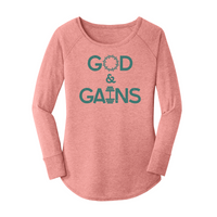 Womens X-Small Light Pink Long Sleeve Tunic Tee