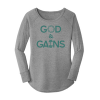 Womens X-Small Grey Long Sleeve Tunic Tee