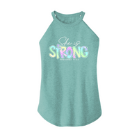 Womens X-Small Teal Rocker Tank Top