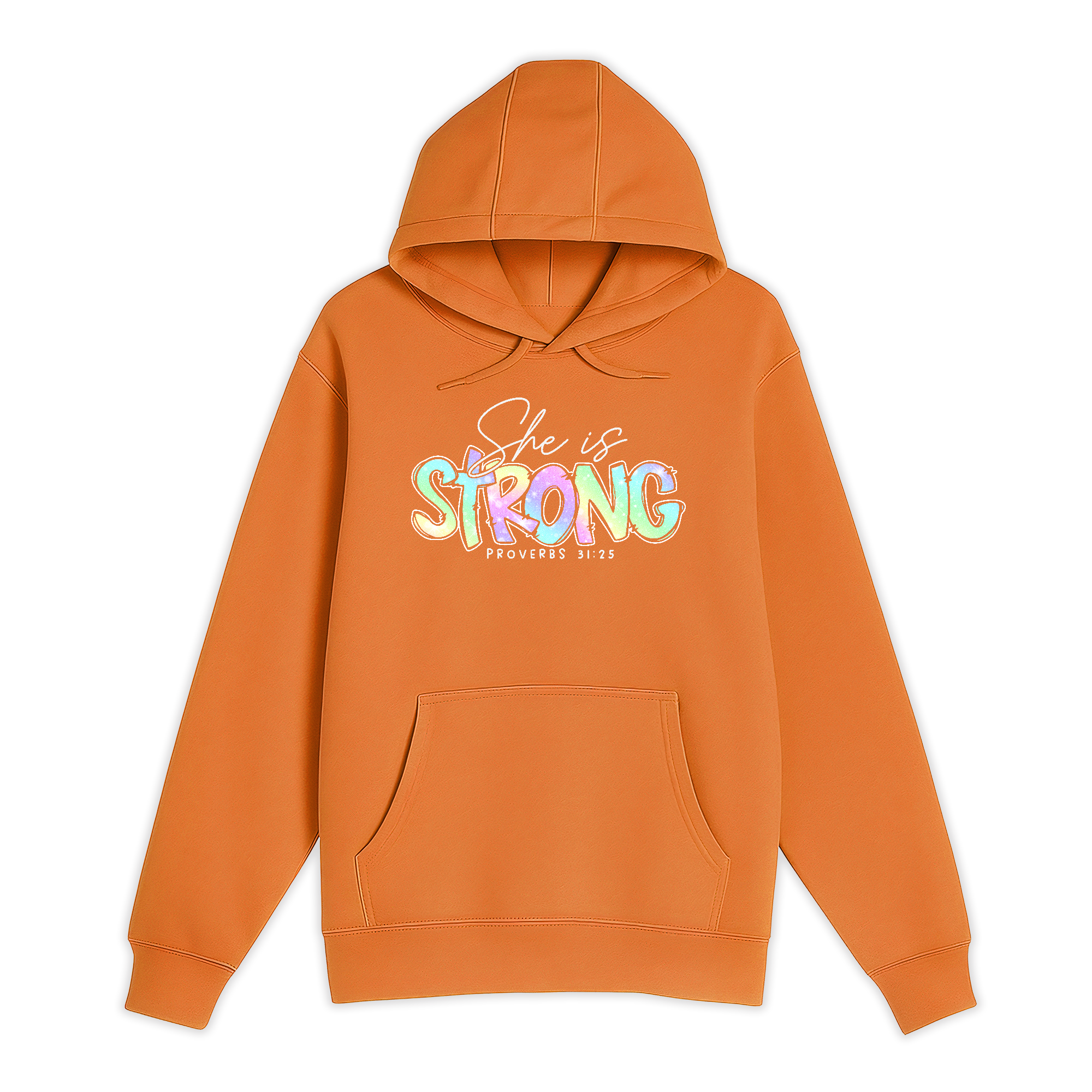 Unisex Small Orange Pullover Hooded Sweatshirt