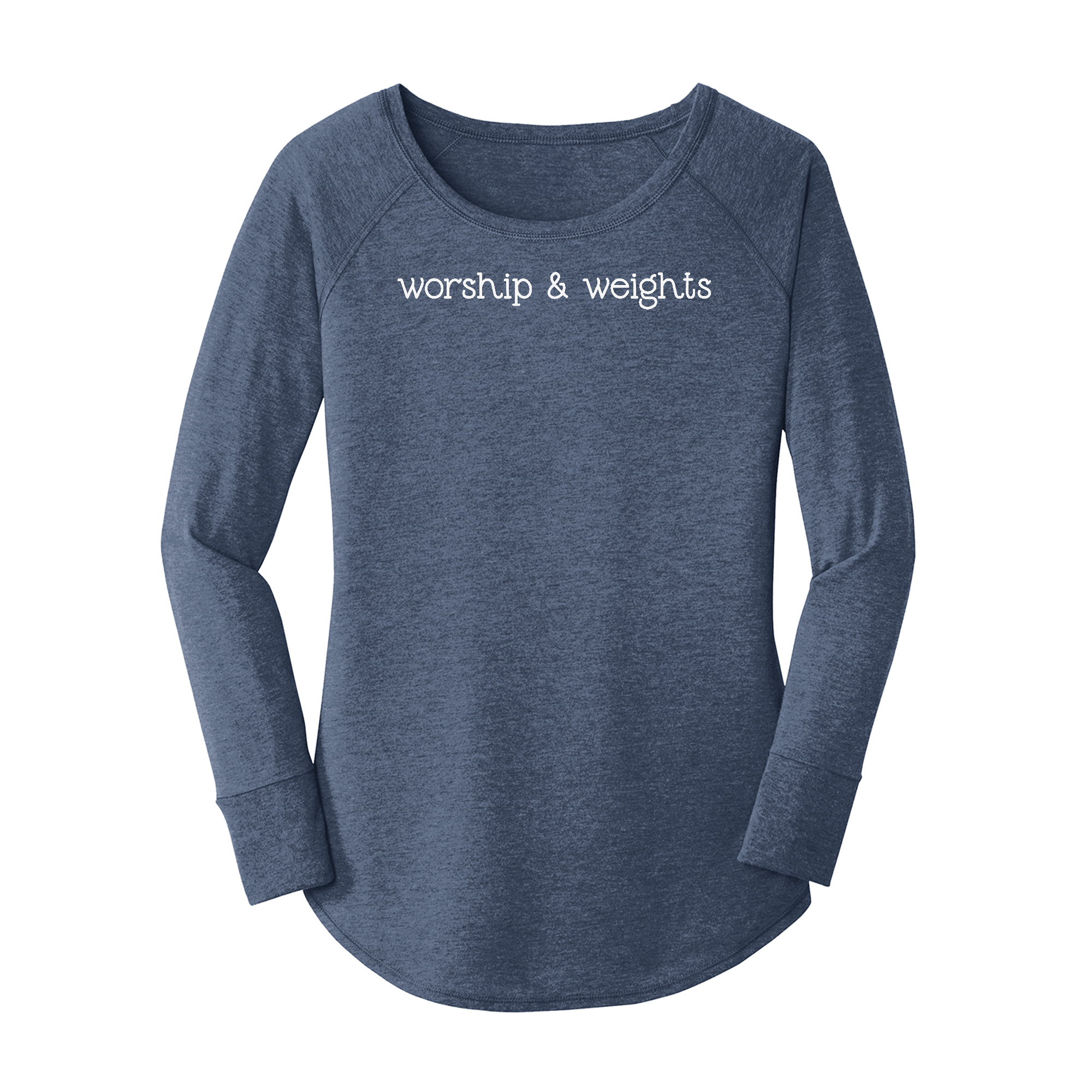 Womens X-Small Navy Heather Long Sleeve Tunic Tee