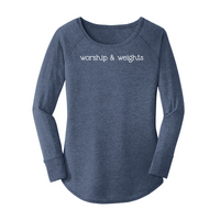 Womens X-Small Navy Heather Long Sleeve Tunic Tee