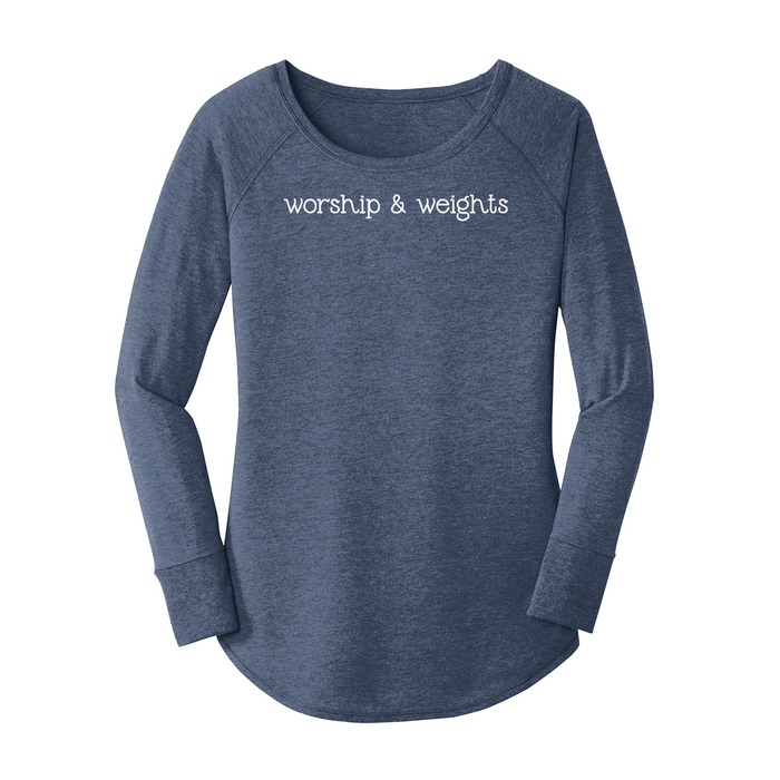 Womens X-Small Navy Heather Long Sleeve Tunic Tee
