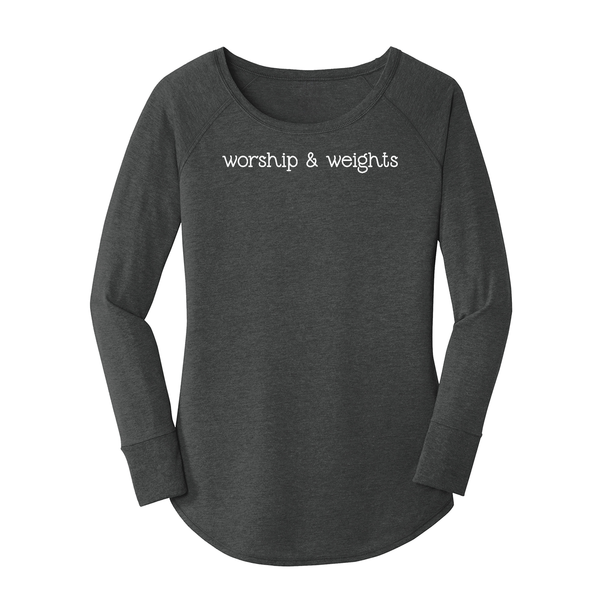 Womens X-Small Dark Heather Gray Long Sleeve Tunic Tee