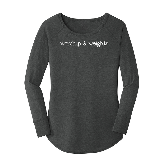 Womens X-Small Dark Heather Gray Long Sleeve Tunic Tee
