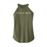 Womens X-Small Military Green Rocker Tank Top