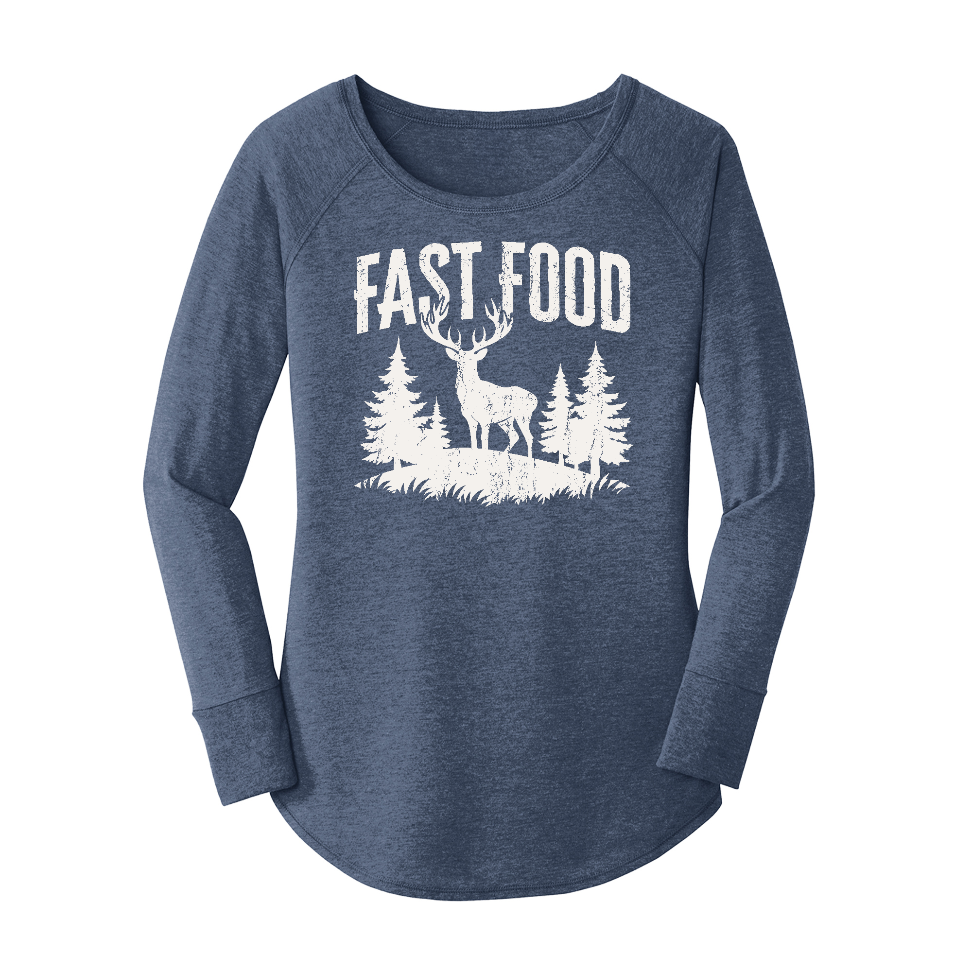 Womens X-Small Navy Heather Long Sleeve Tunic Tee