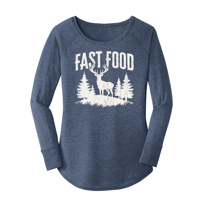 Womens X-Small Navy Heather Long Sleeve Tunic Tee