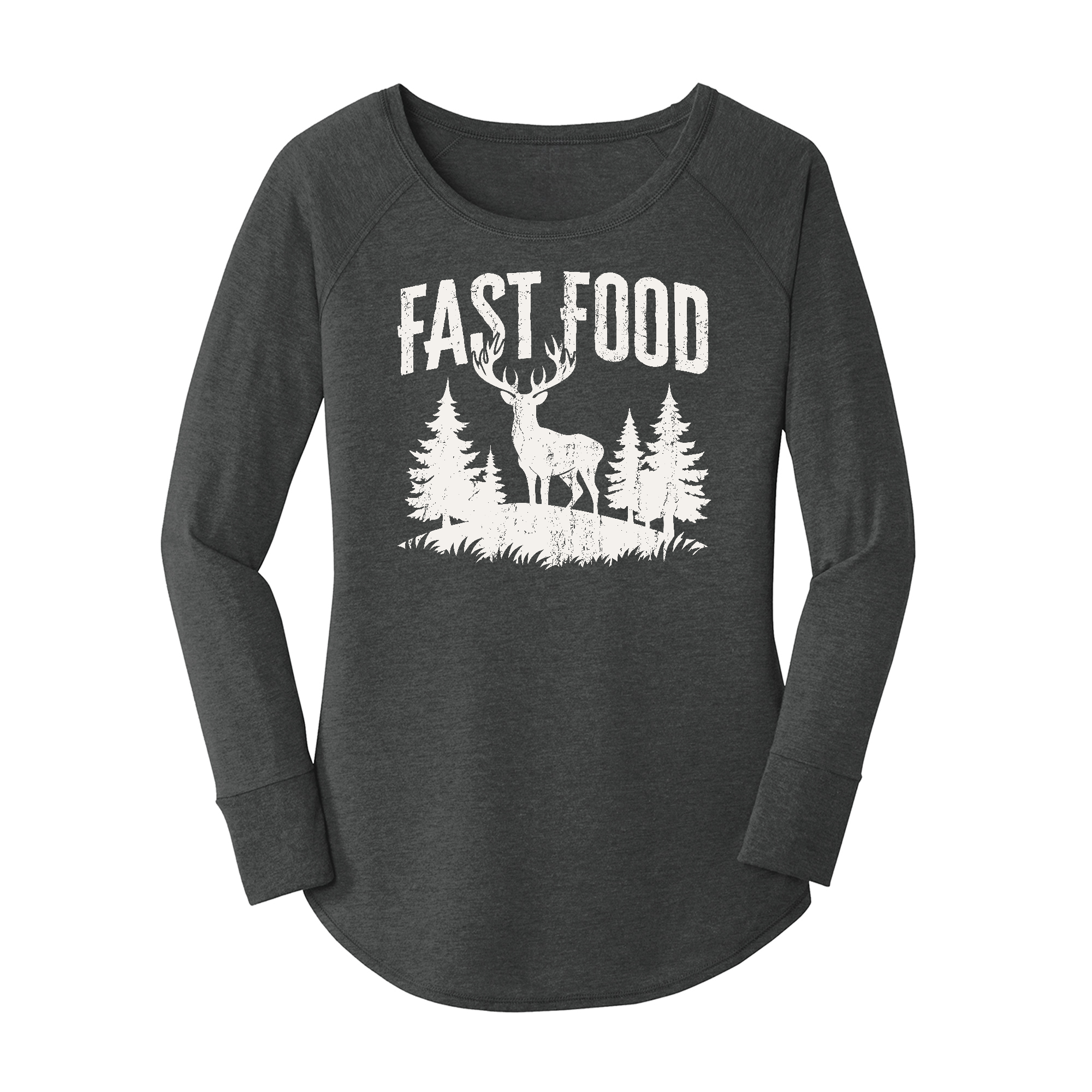 Womens X-Small Dark Heather Gray Long Sleeve Tunic Tee