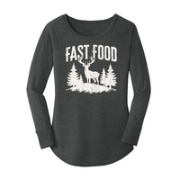 Womens X-Small Dark Heather Gray Long Sleeve Tunic Tee