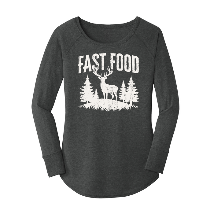 Womens X-Small Dark Heather Gray Long Sleeve Tunic Tee