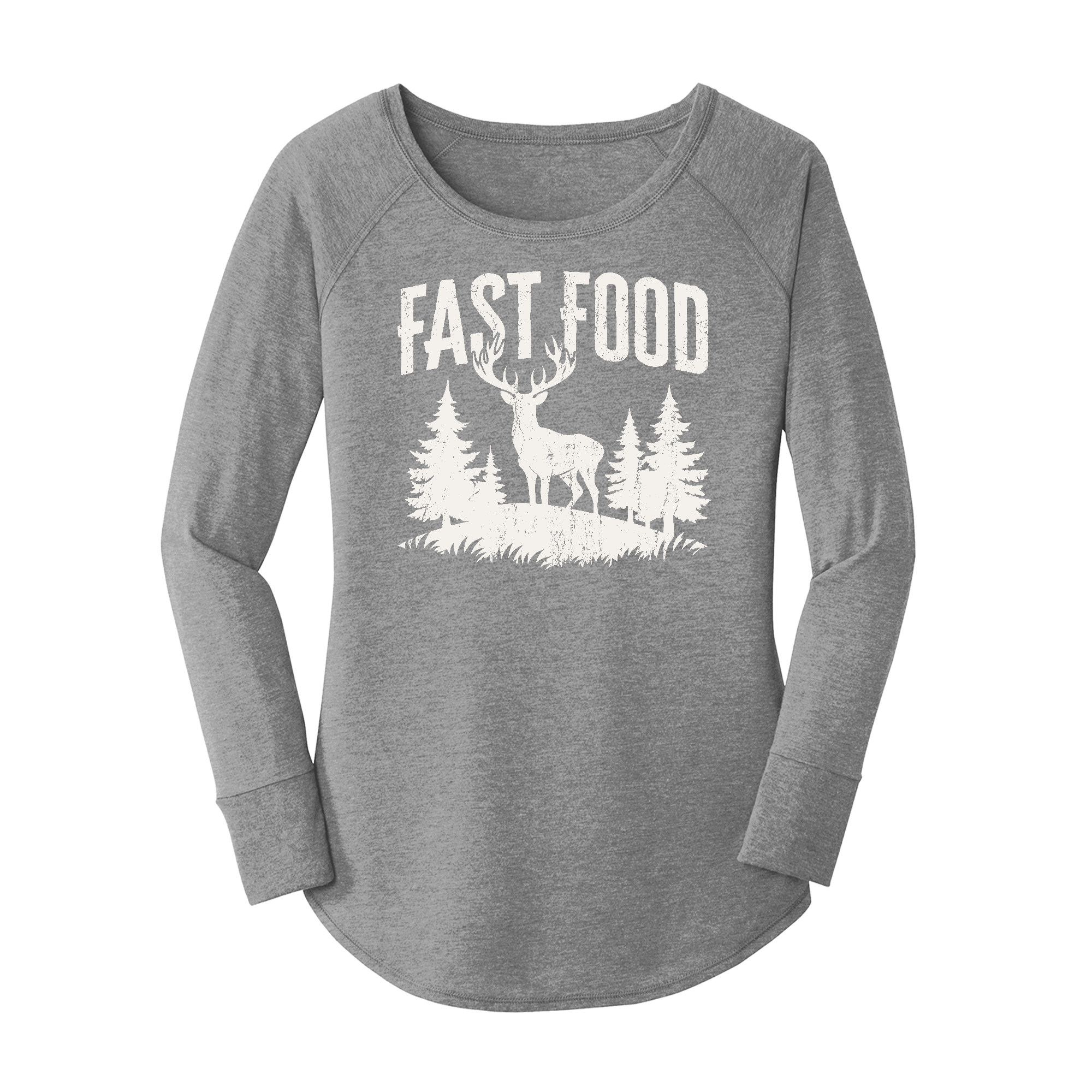 Womens X-Small Grey Long Sleeve Tunic Tee