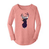 Womens X-Small Light Pink Long Sleeve Tunic Tee