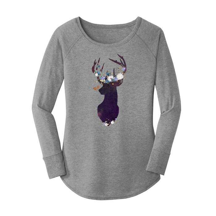 Womens X-Small Grey Long Sleeve Tunic Tee