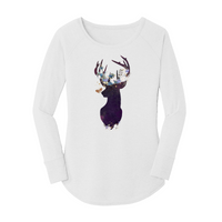 Womens X-Small White Long Sleeve Tunic Tee