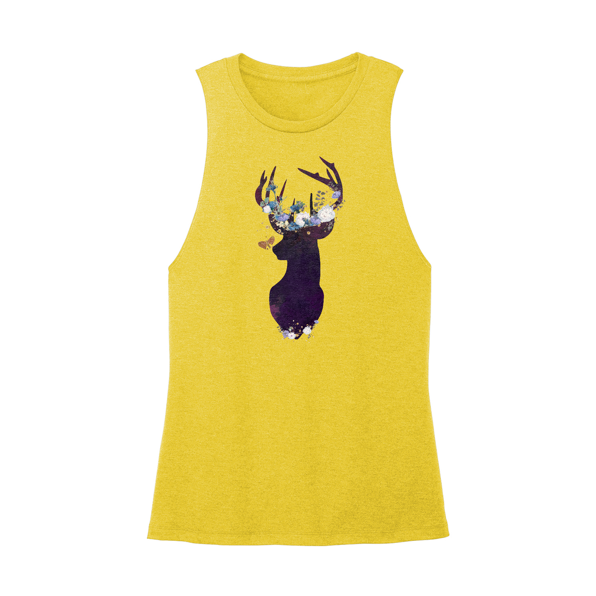 Deer Pattern Tank Fitness Tee Co. | Floral Deer District Women's Muscle Tanks | Women's ...