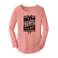 Womens X-Small Light Pink Long Sleeve Tunic Tee