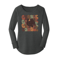 Womens X-Small Dark Heather Gray Long Sleeve Tunic Tee