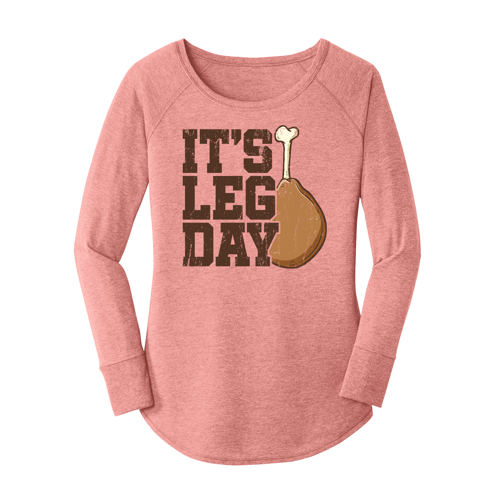 Womens X-Small Light Pink Long Sleeve Tunic Tee