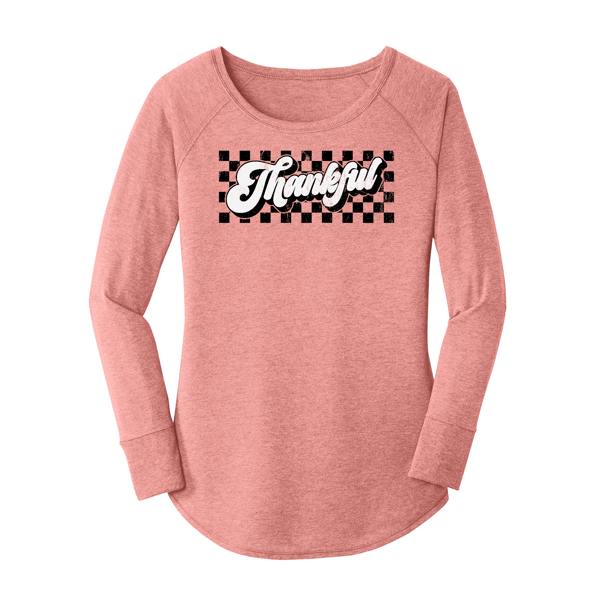 Womens X-Small Light Pink Long Sleeve Tunic Tee