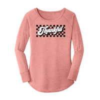 Womens X-Small Light Pink Long Sleeve Tunic Tee