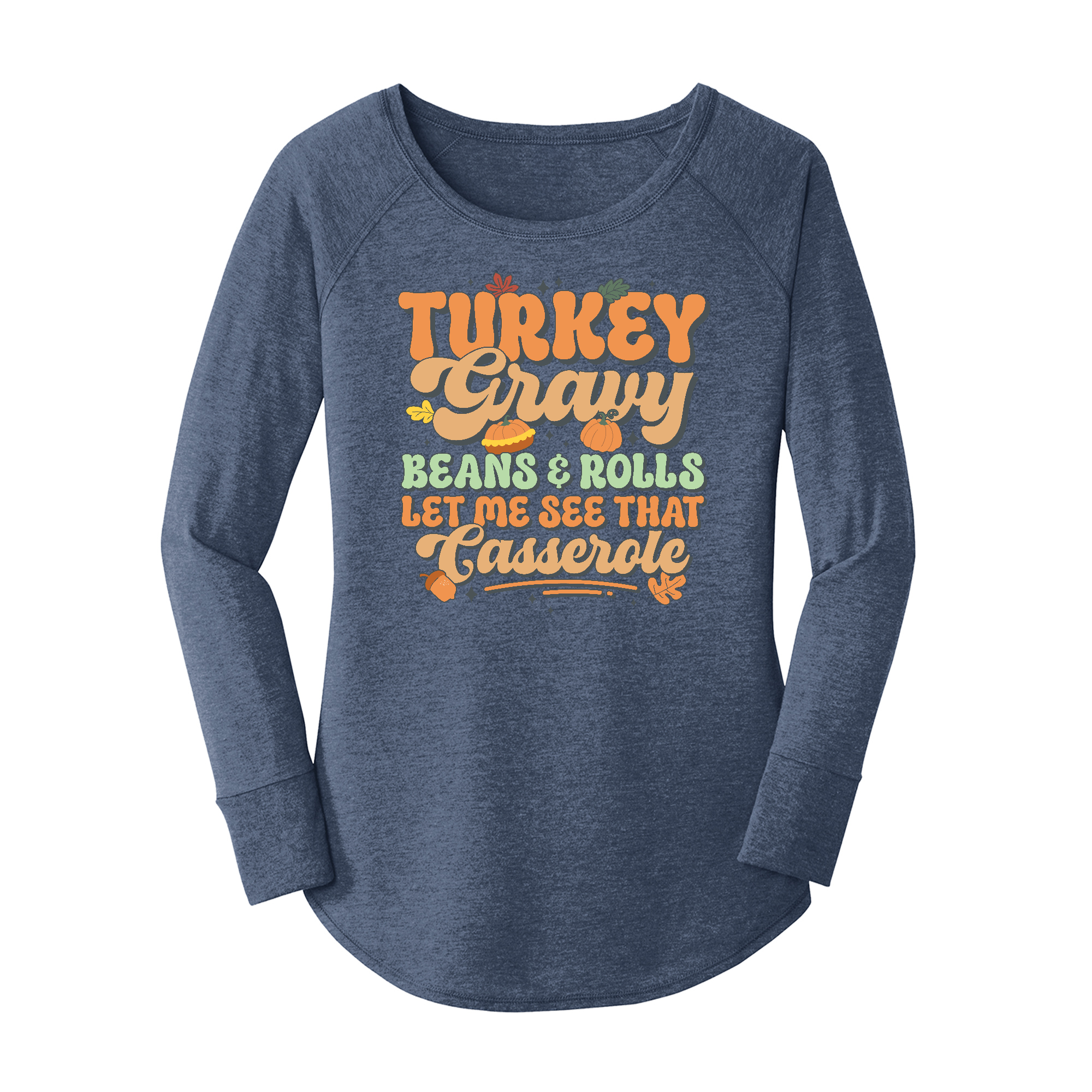 Womens X-Small Navy Heather Long Sleeve Tunic Tee