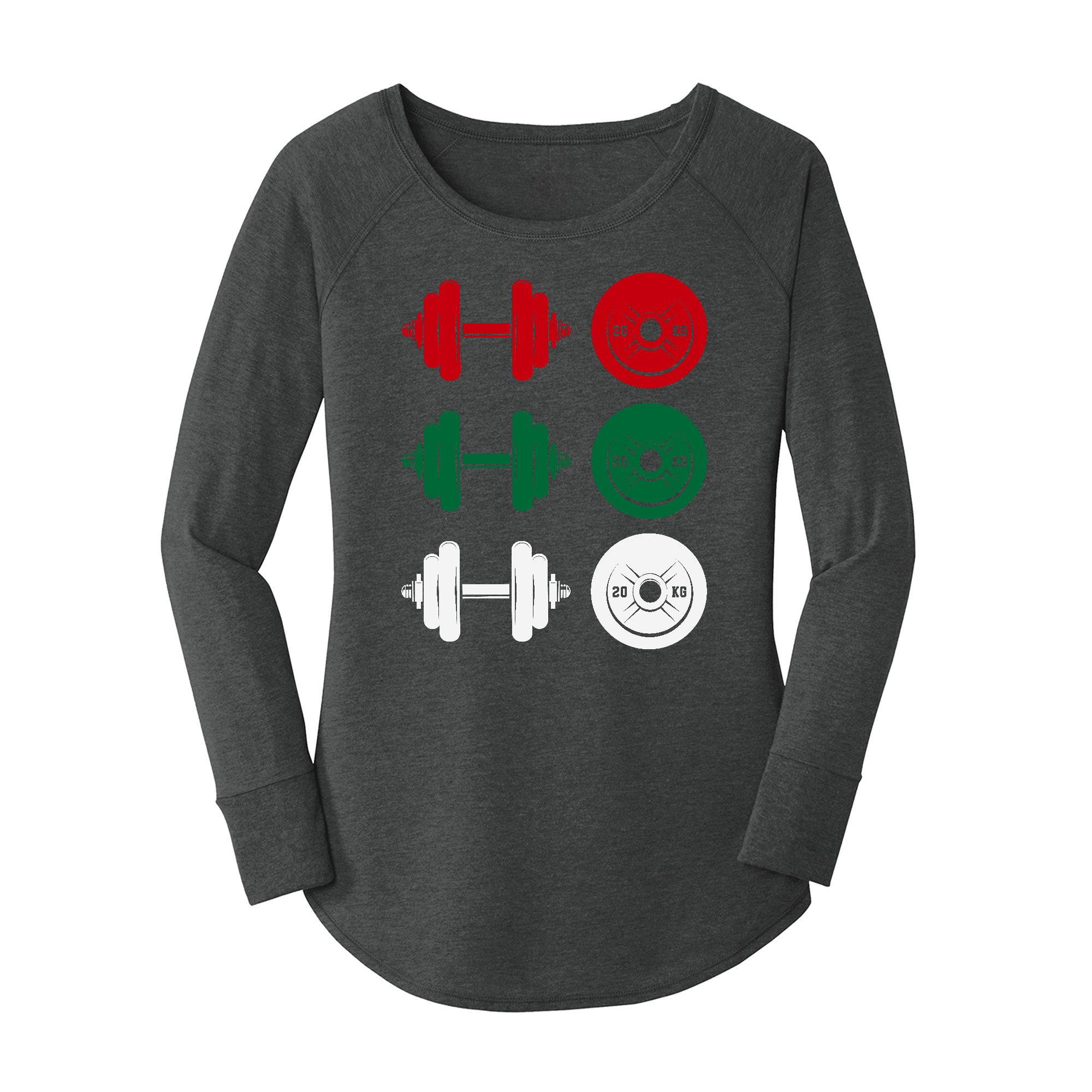 Womens X-Small Dark Heather Gray Long Sleeve Tunic Tee