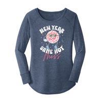 Womens X-Small Navy Heather Long Sleeve Tunic Tee