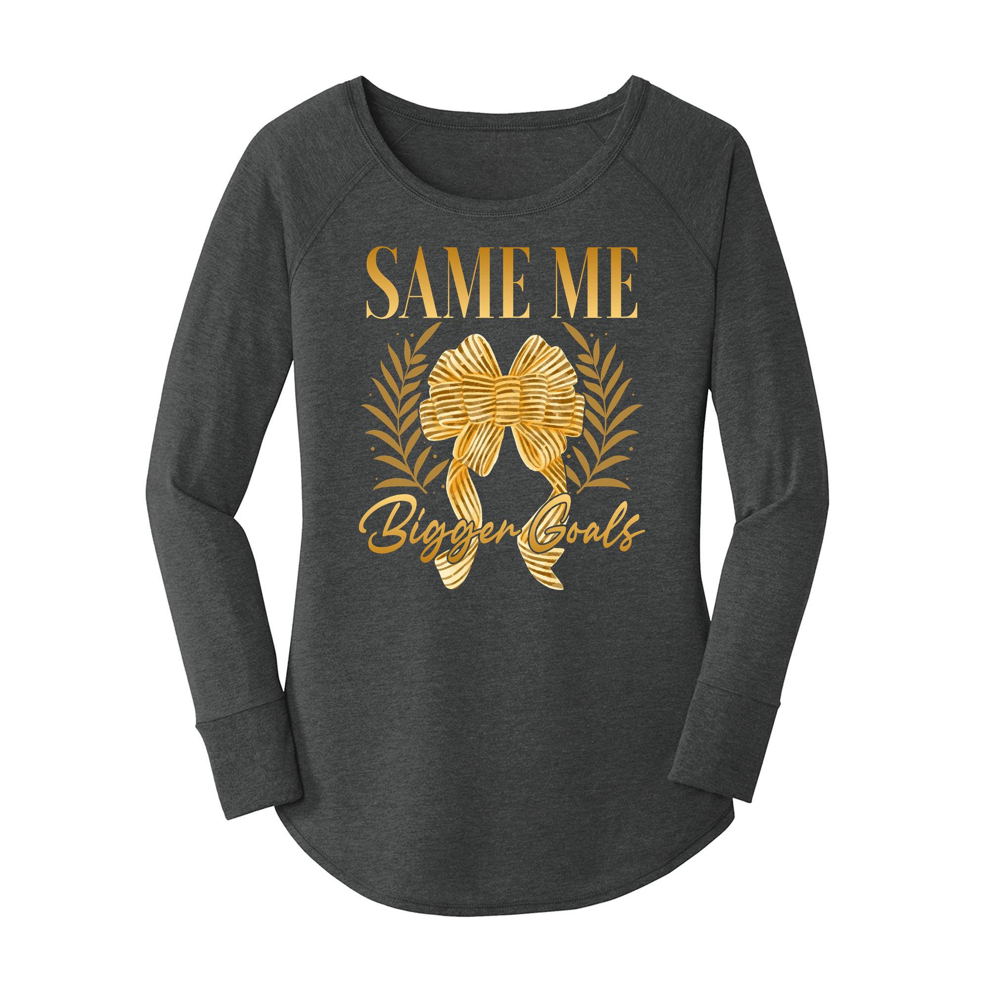 Womens X-Small Dark Heather Gray Long Sleeve Tunic Tee