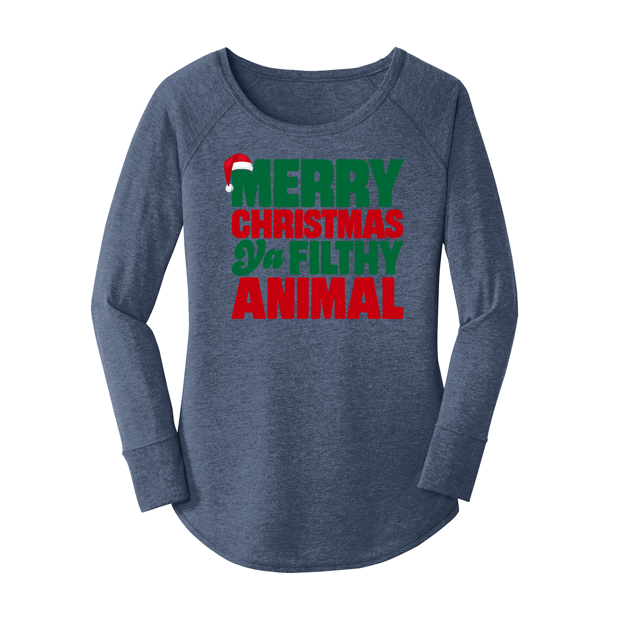 Womens X-Small Navy Heather Long Sleeve Tunic Tee