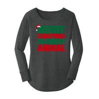 Womens X-Small Dark Heather Gray Long Sleeve Tunic Tee