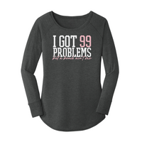 Womens X-Small Dark Heather Gray Long Sleeve Tunic Tee