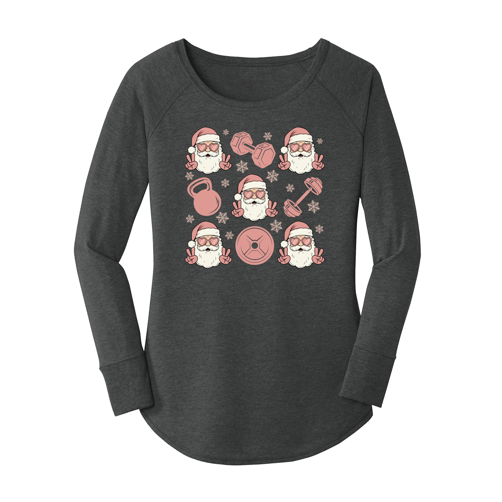 Womens X-Small Dark Heather Gray Long Sleeve Tunic Tee