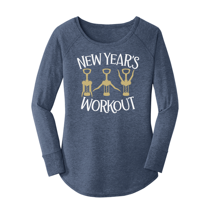 Womens X-Small Navy Heather Long Sleeve Tunic Tee