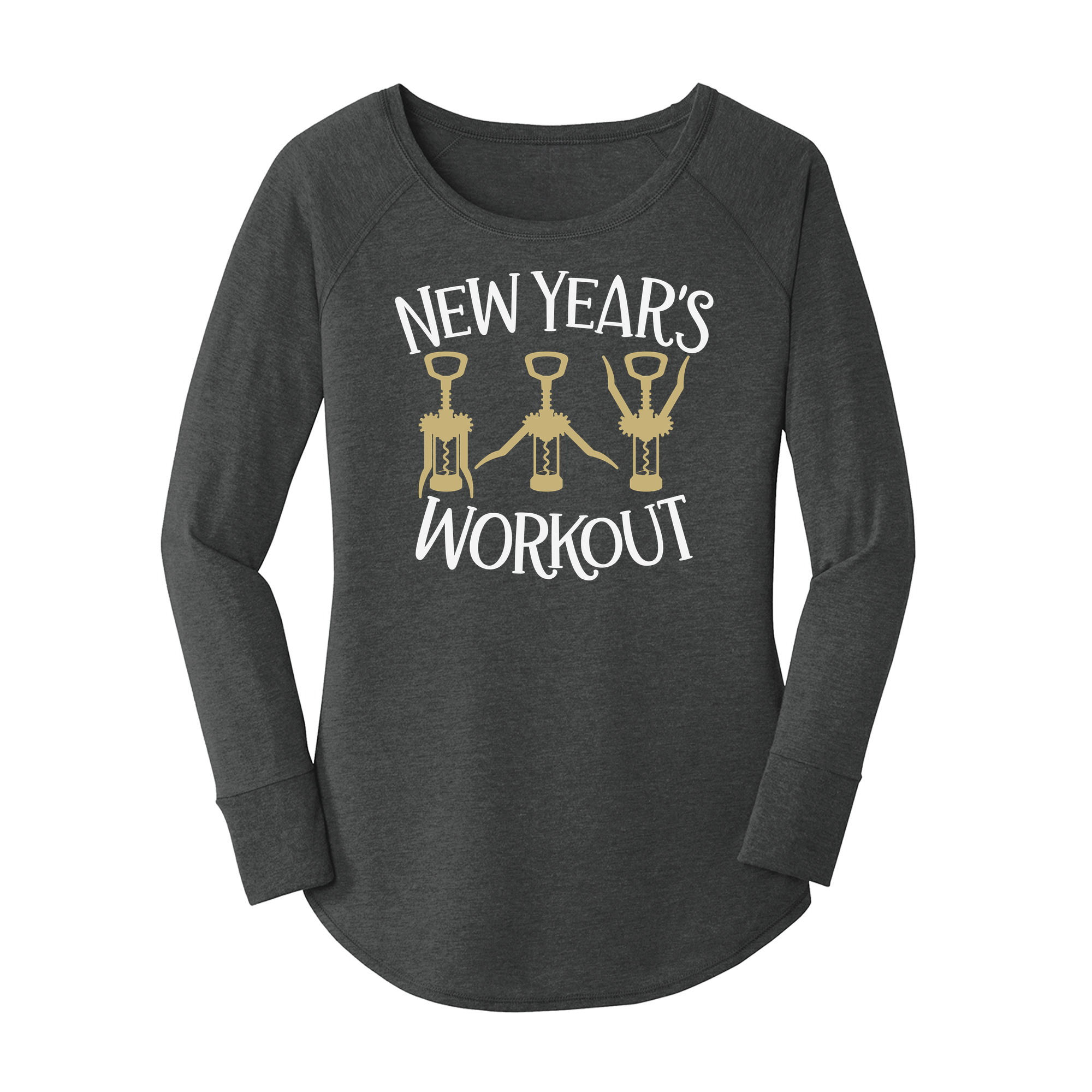 Womens X-Small Dark Heather Gray Long Sleeve Tunic Tee