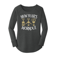 Womens X-Small Dark Heather Gray Long Sleeve Tunic Tee