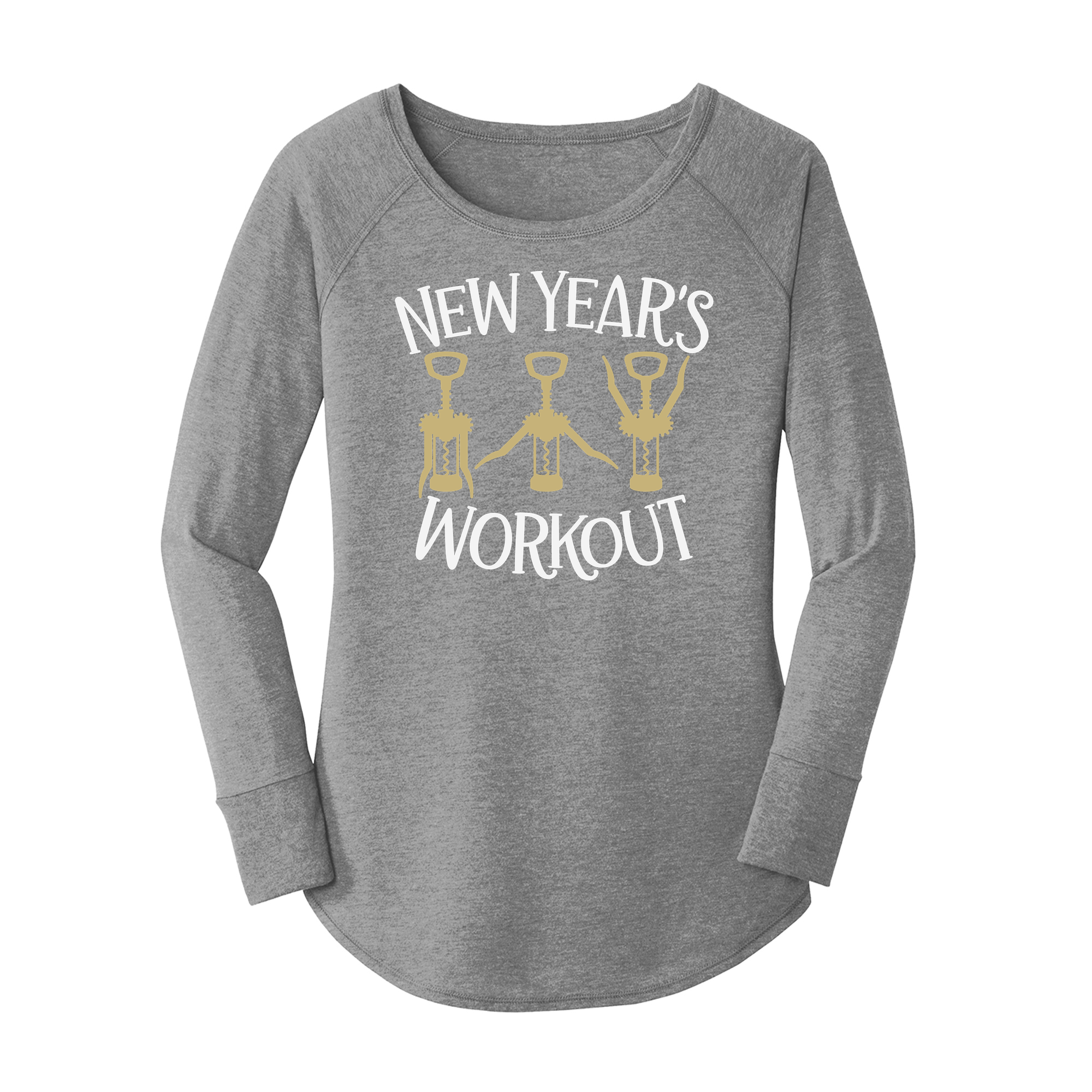 Womens X-Small Grey Long Sleeve Tunic Tee