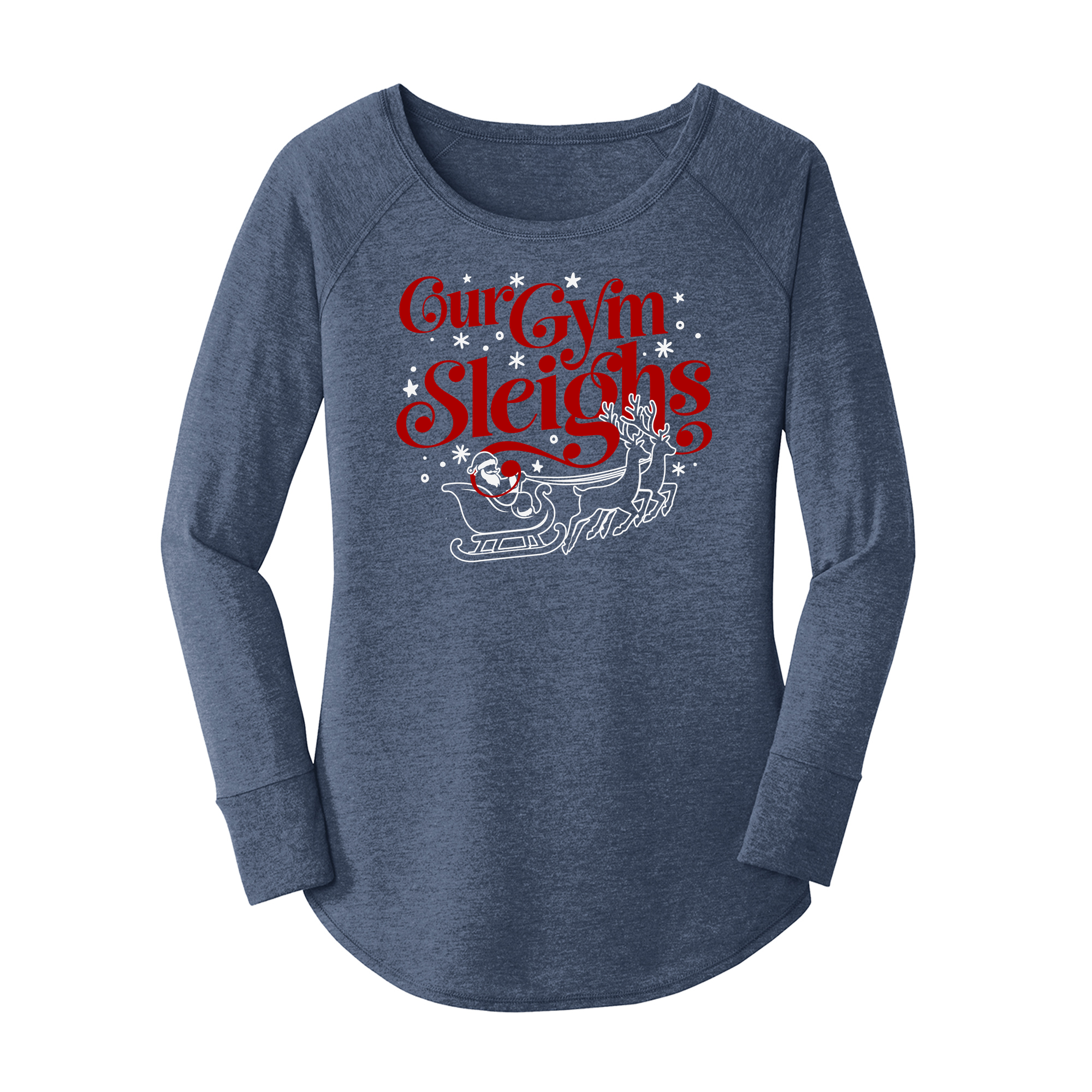 Womens X-Small Navy Heather Long Sleeve Tunic Tee