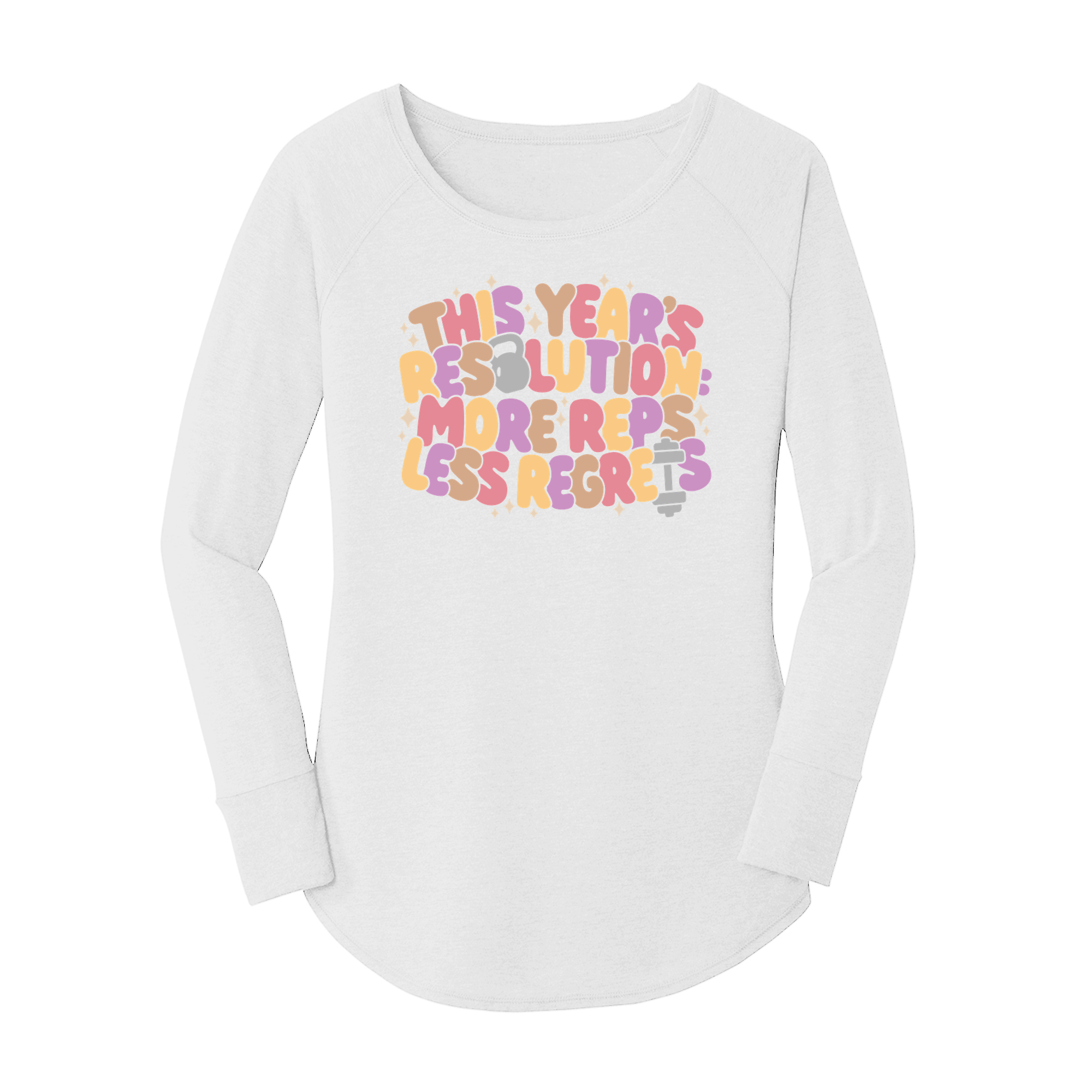 Womens X-Small White Long Sleeve Tunic Tee