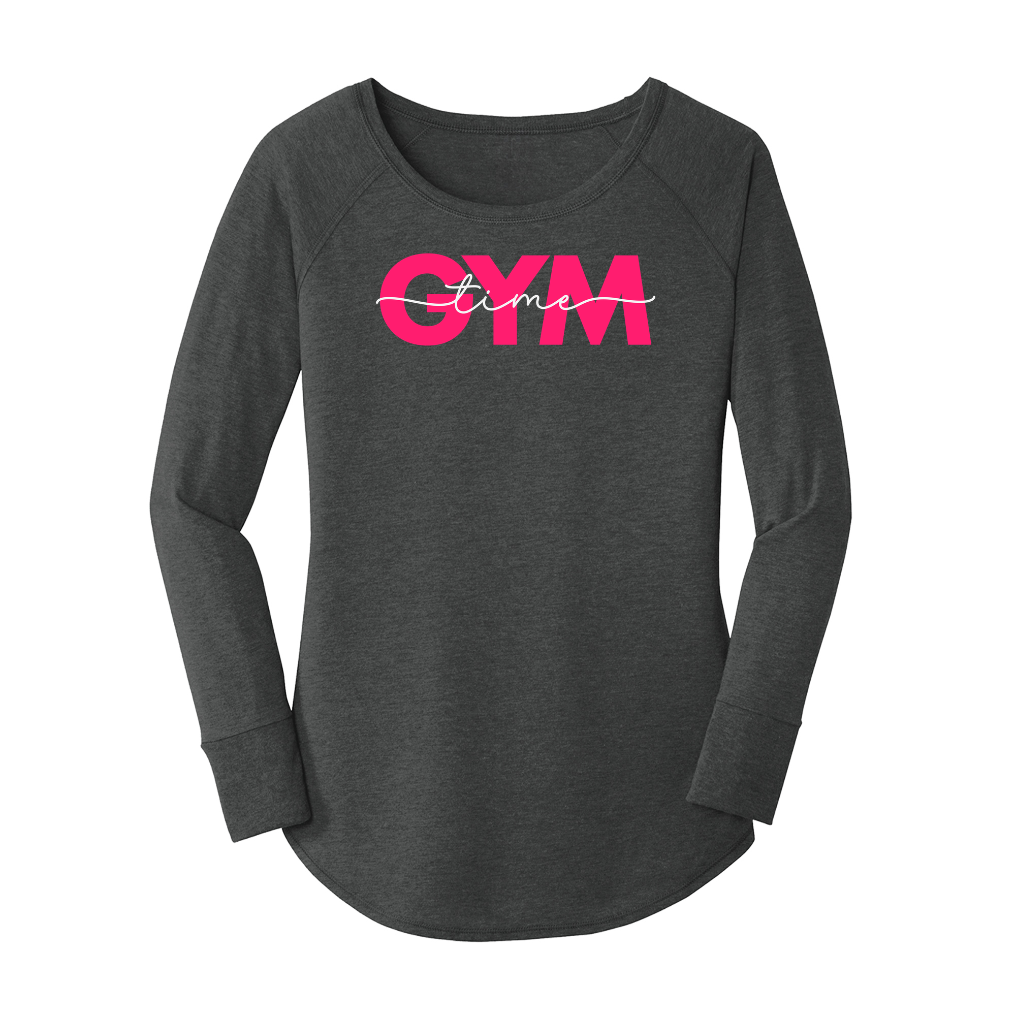 Womens X-Small Dark Heather Gray Long Sleeve Tunic Tee