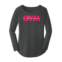 Womens X-Small Dark Heather Gray Long Sleeve Tunic Tee