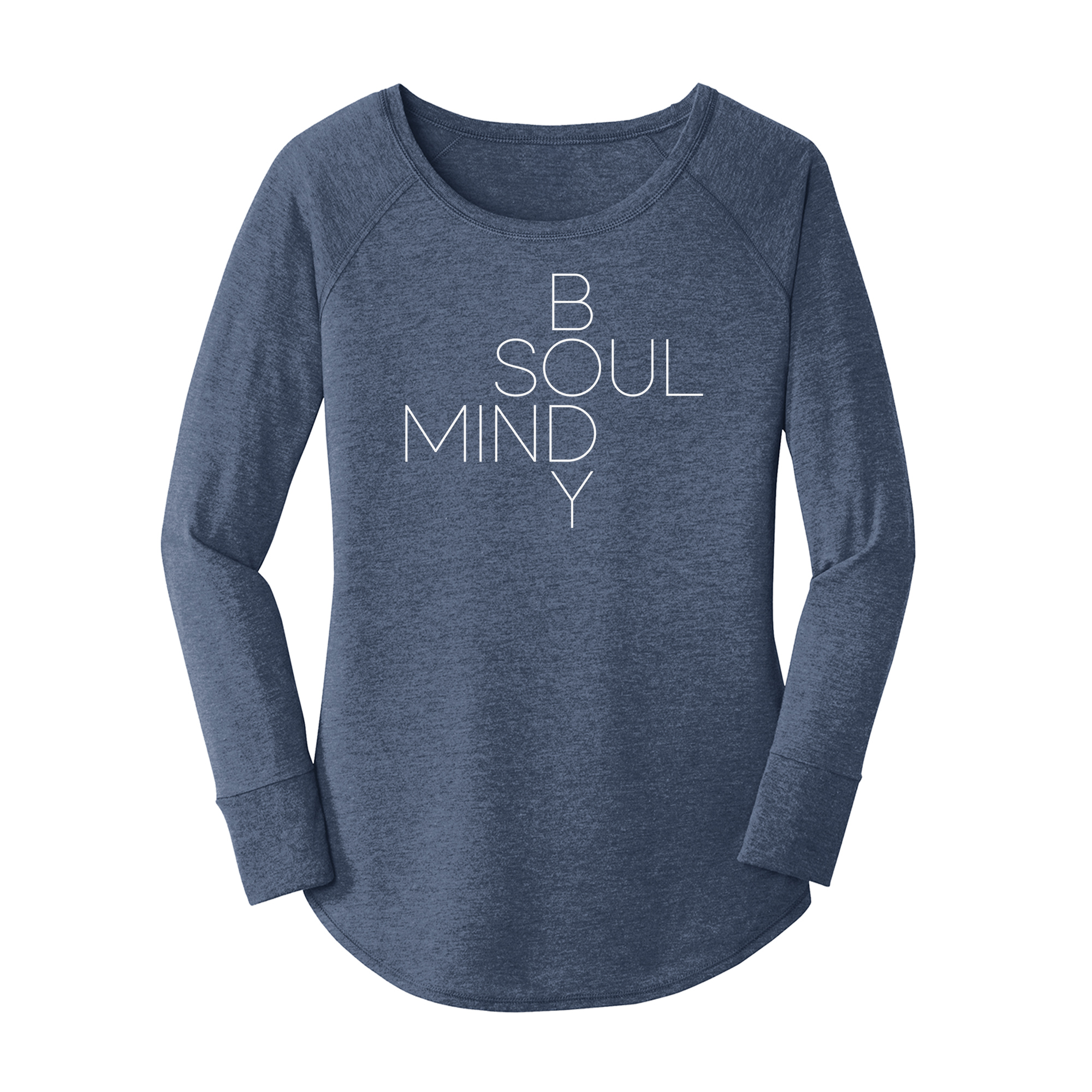 Womens X-Small Navy Heather Long Sleeve Tunic Tee