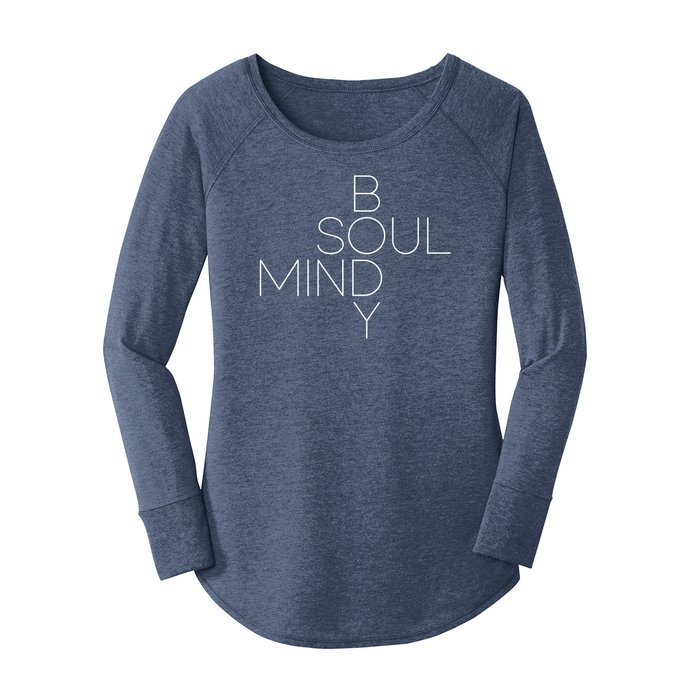 Womens X-Small Navy Heather Long Sleeve Tunic Tee