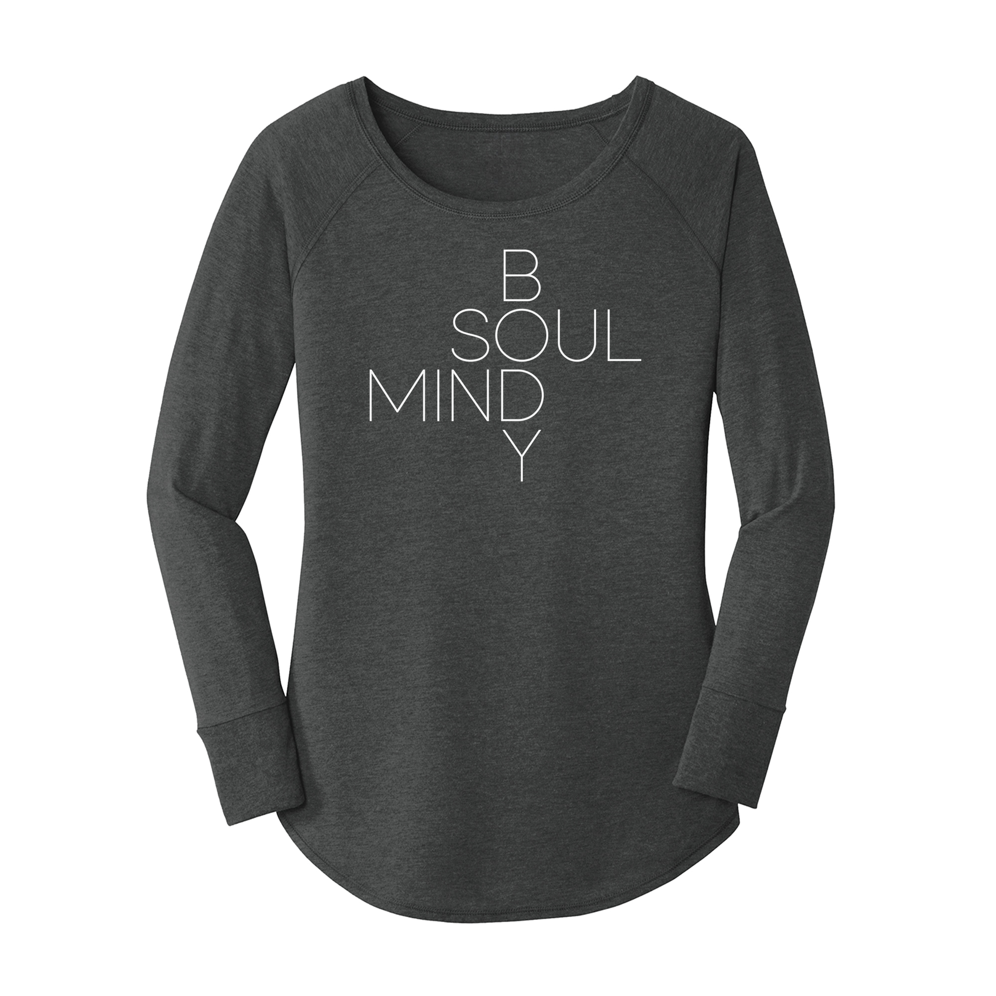 Womens X-Small Dark Heather Gray Long Sleeve Tunic Tee