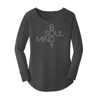 Womens X-Small Dark Heather Gray Long Sleeve Tunic Tee